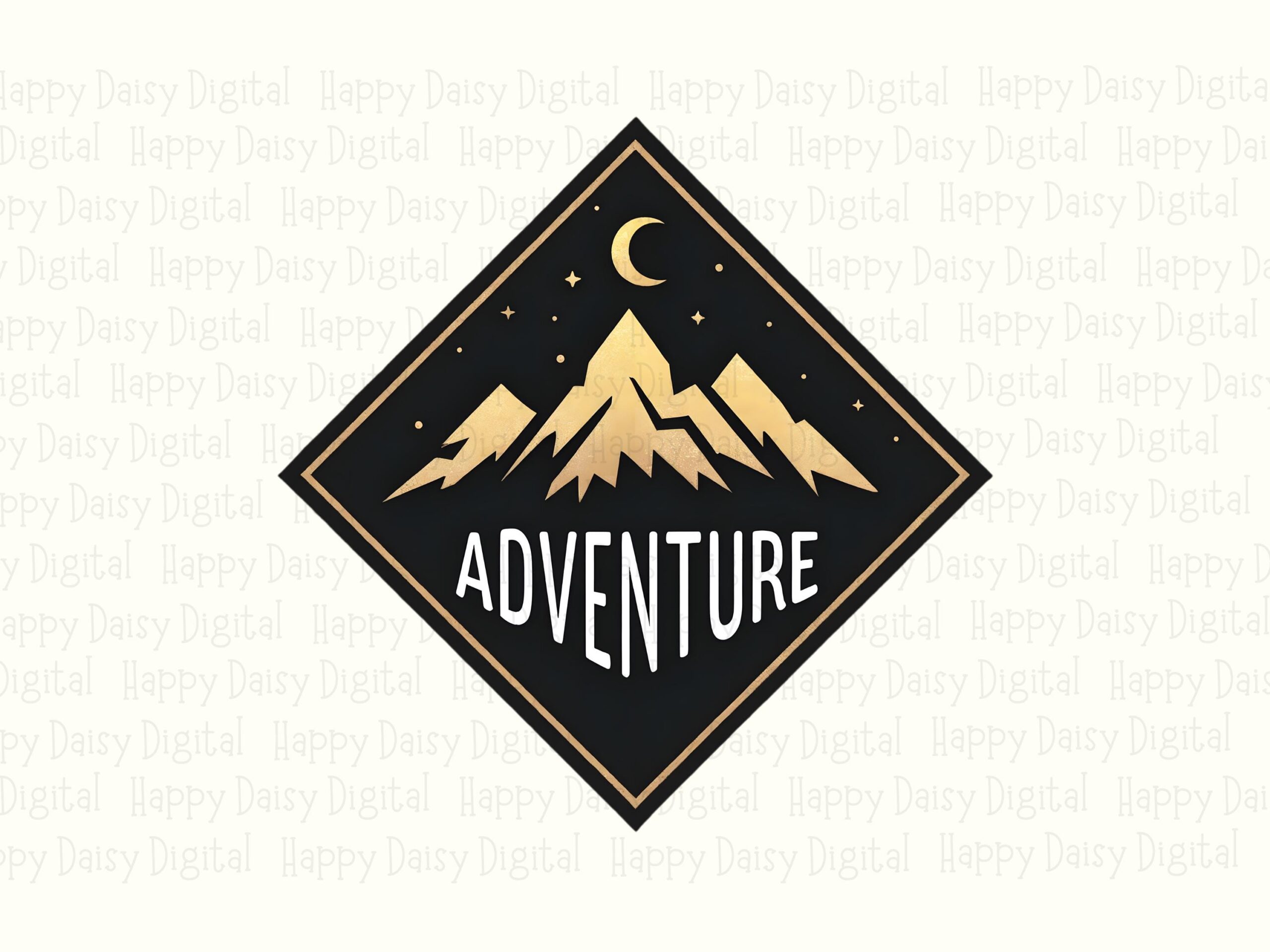 Adventure Diamond, Gold Foil Mountain Badge PNG | Commercial Use, 300 DPI, Transparent Background - Image 2