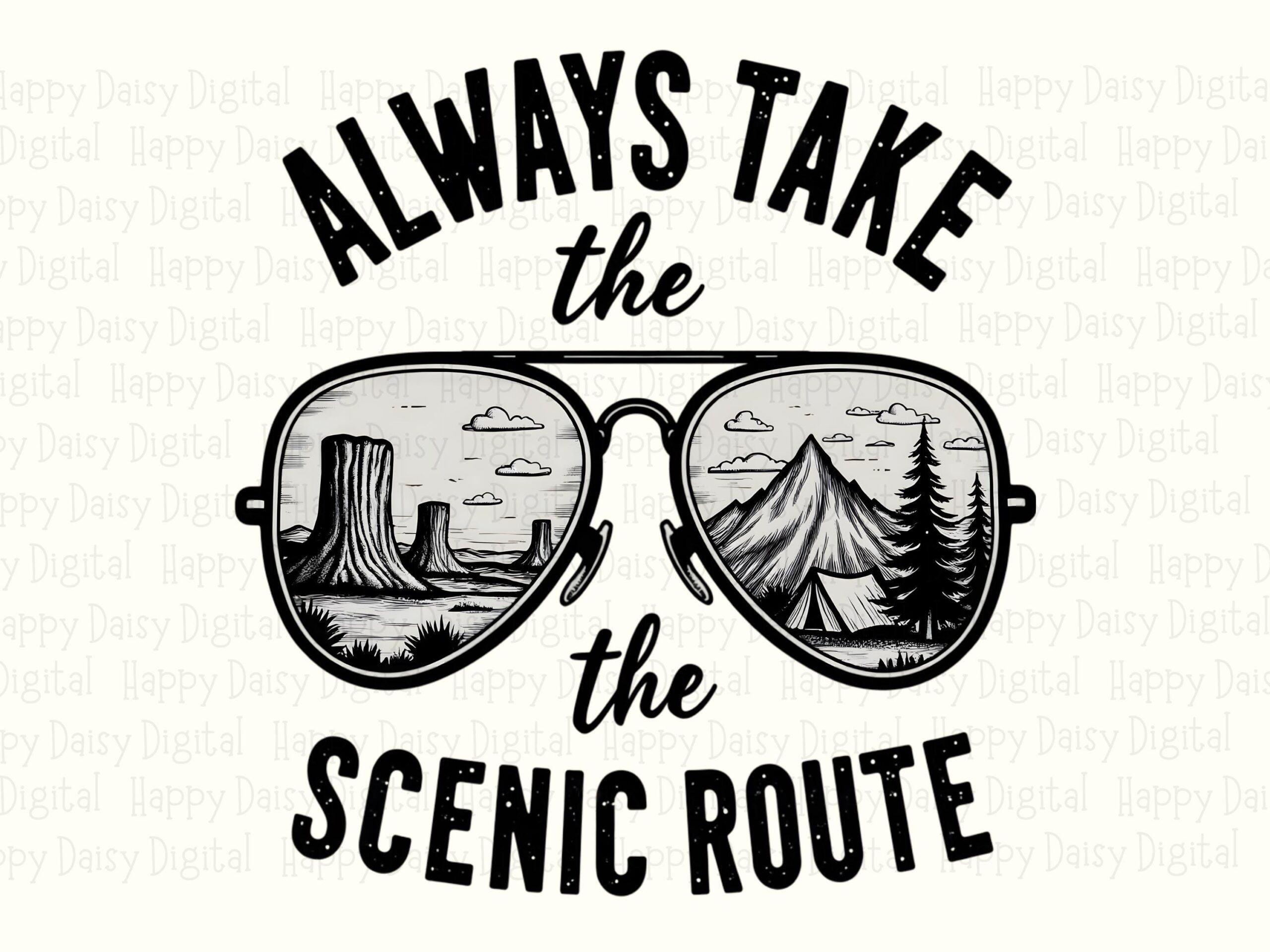 Scenic Route Design, Aviator Sunglasses Reflection PNG - Desert Mountain Scene, Sublimation Commercial Use, 300 DPI - Image 2
