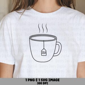 Tea Cup Svg, Punny Bag Design For Hot Beverage Fans | PNG Bundle, 300 DPI, Cricut Silhouette Compatible