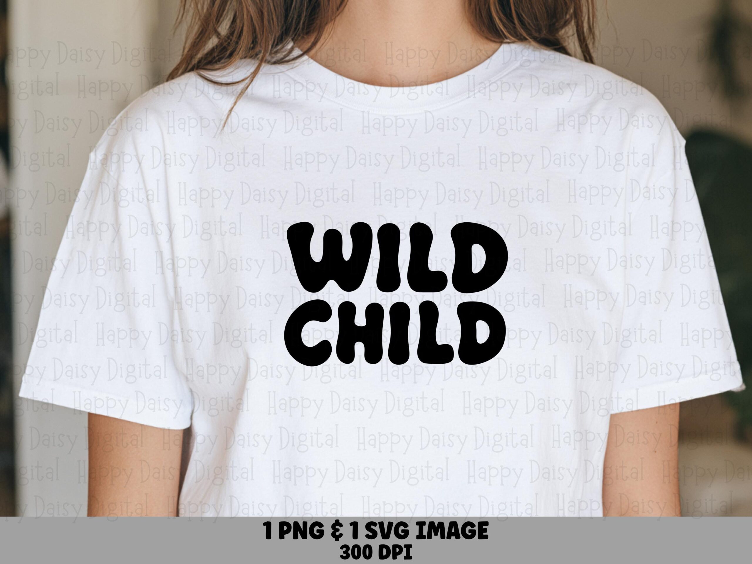 Wild Child SVG, Retro Bold Kids Design, Boho Free Spirit Graphic | PNG Download, Black Rounded Font