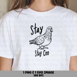 Stay Coo Svg, Hand-Drawn Pigeon Pun Design | Png Bundle | 300 Dpi Print-Ready, Commercial License