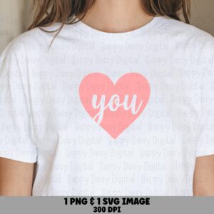 You Svg, Pink Heart Love Design, Script Font Clipart | Png Bundle | Commercial Use - For Cricut Silhouette Canva
