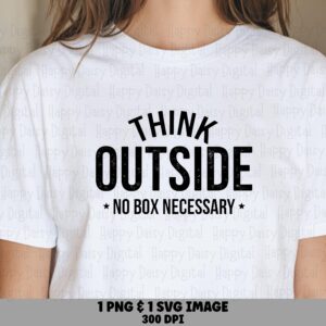 Think Outside SVG, Outdoors Pun | Distressed Black Lettering, Star Accents | PNG File, 300DPI, Commercial
