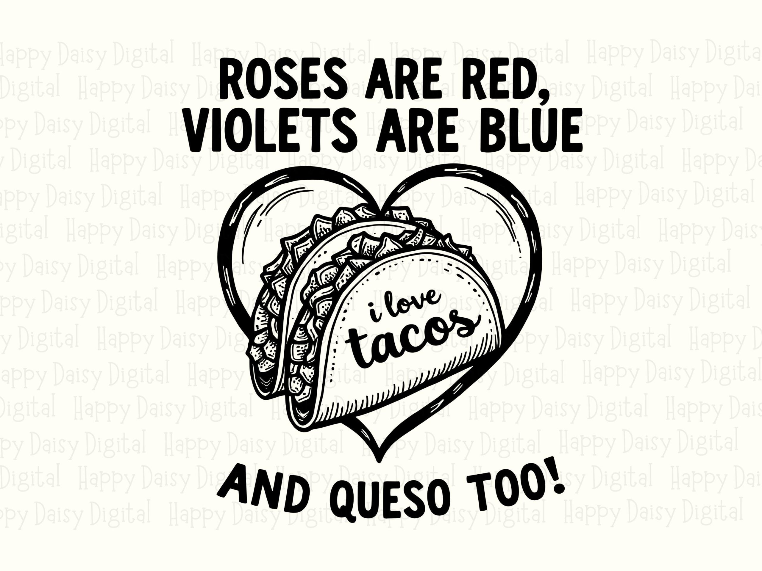 Roses Are Red, Taco Heart SVG PNG Bundle | Funny Typography Design, Sublimation Ready, Cricut Silhouette Canva - Image 2