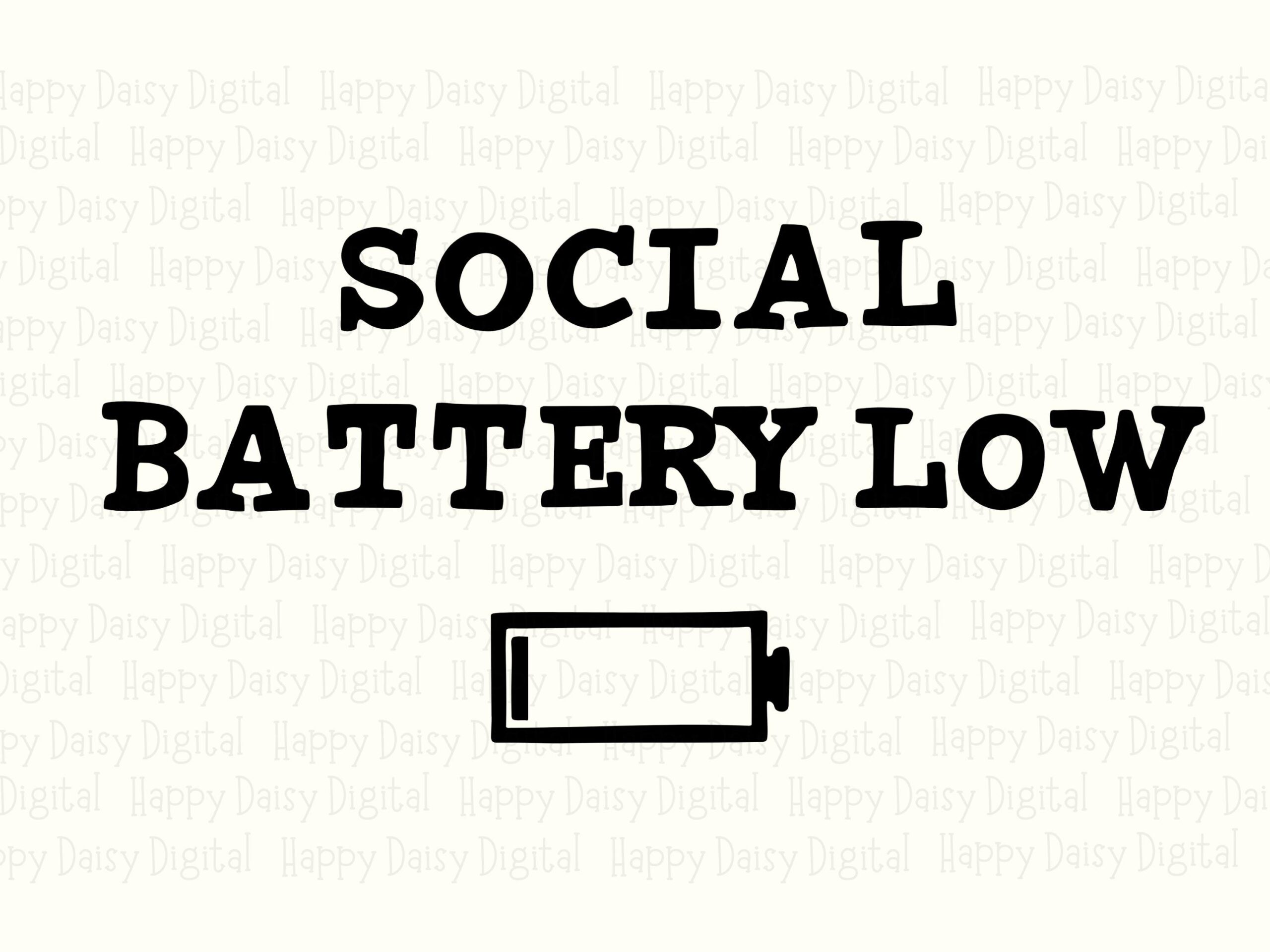 Social Battery Low, Introvert Humor SVG PNG Bundle | Typewriter Black Design | 300 DPI, Commercial Use - Image 2