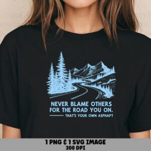 Mountain Road SVG, Travel Quote Design - Light Blue Illustration, PNG File | 300 DPI, Commercial License
