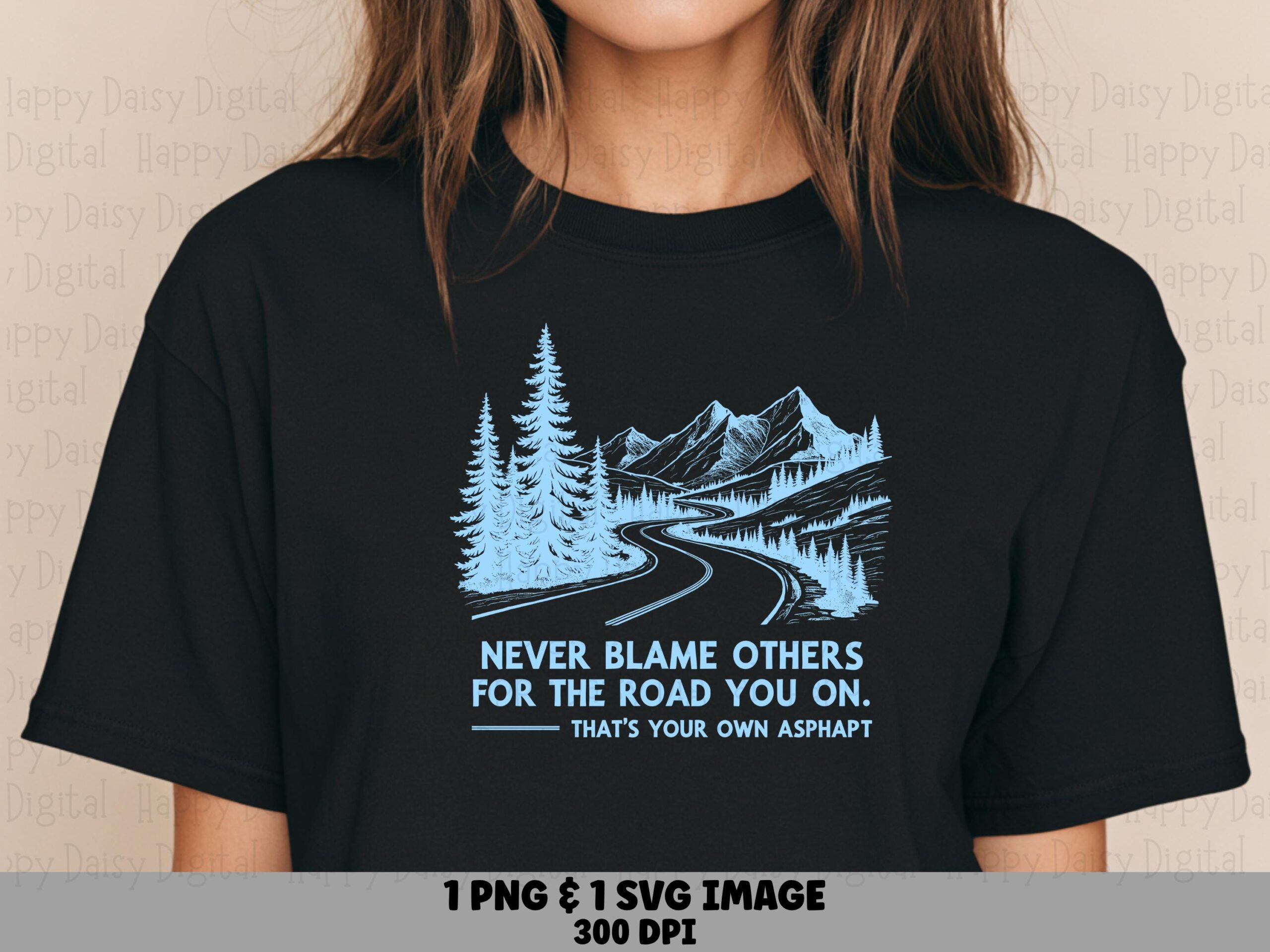 Mountain Road SVG, Travel Quote Design - Light Blue Illustration, PNG File | 300 DPI, Commercial License