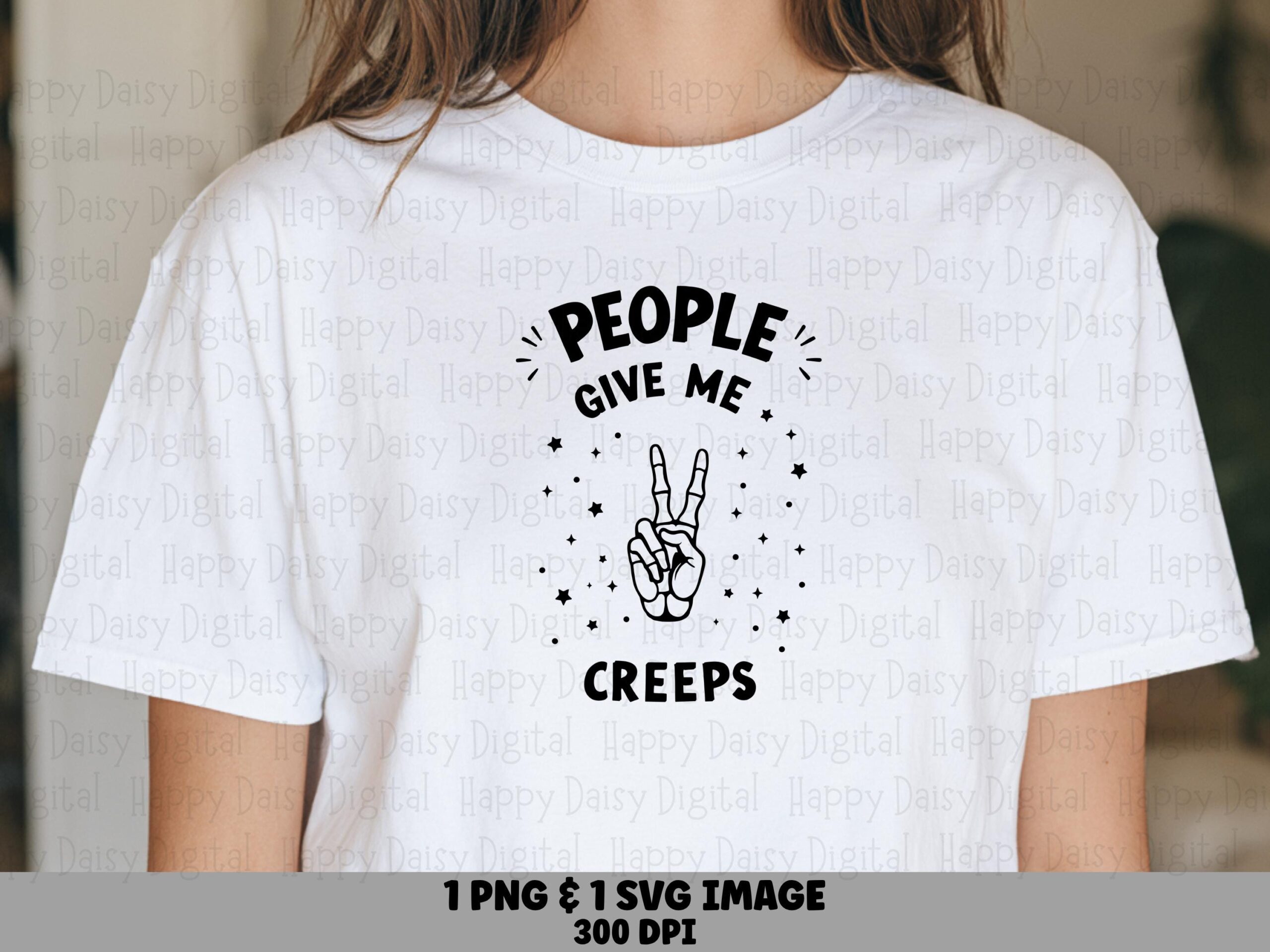 Creeps Svg, Sarcastic Quote Design | People Give Me Peace, Black Skeleton Hand Art | Png Bundle, 300 DPI