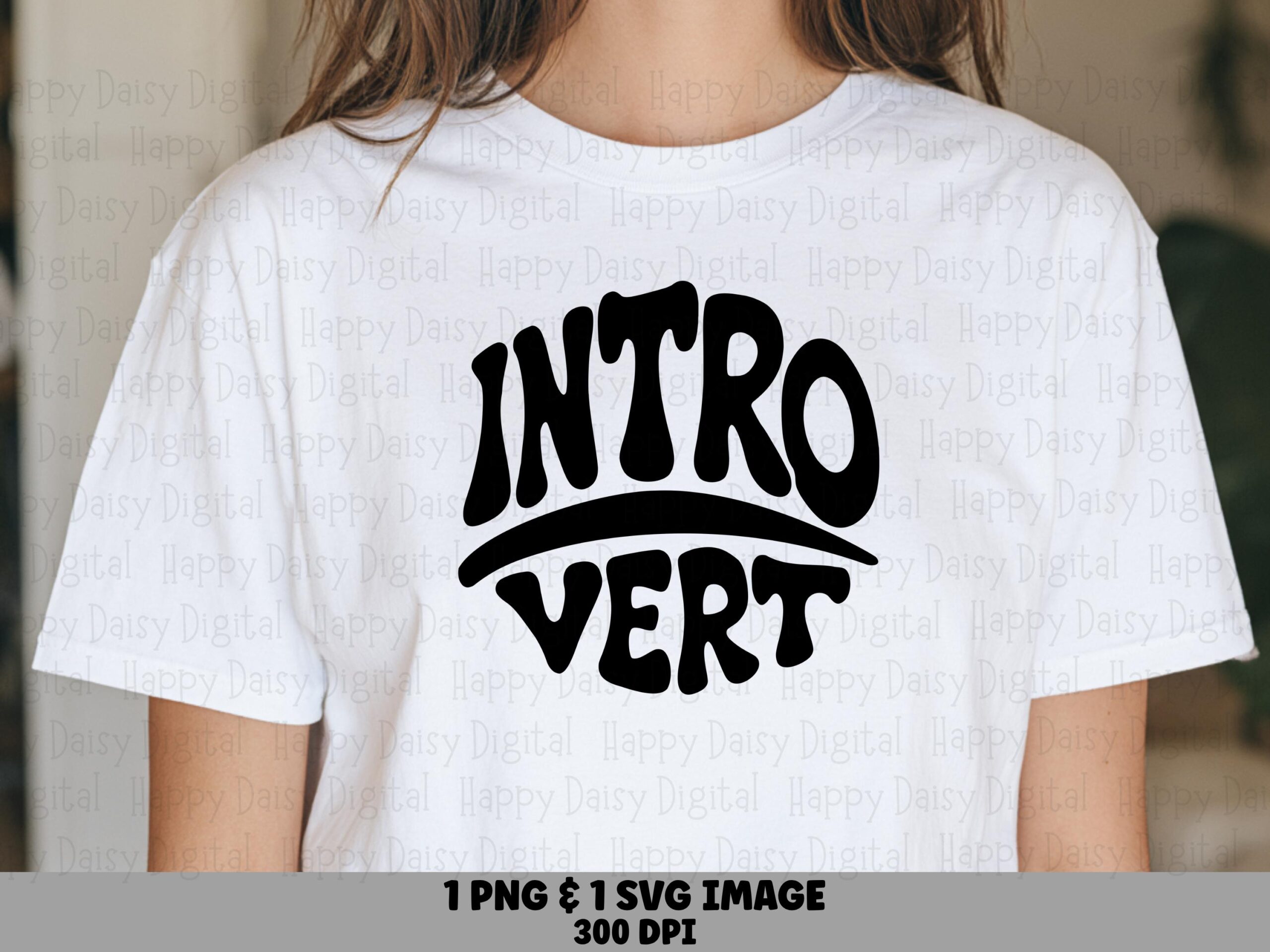 Introvert SVG, Groovy Retro Design | PNG Bundle, Black Wavy Arch Lettering, Cricut Silhouette Compatible