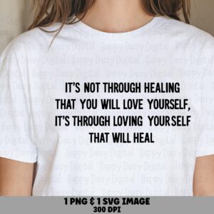 Self Love Svg, Condensed Lettering Quote Png Bundle | Digital Design, Sublimation, 300 DPI
