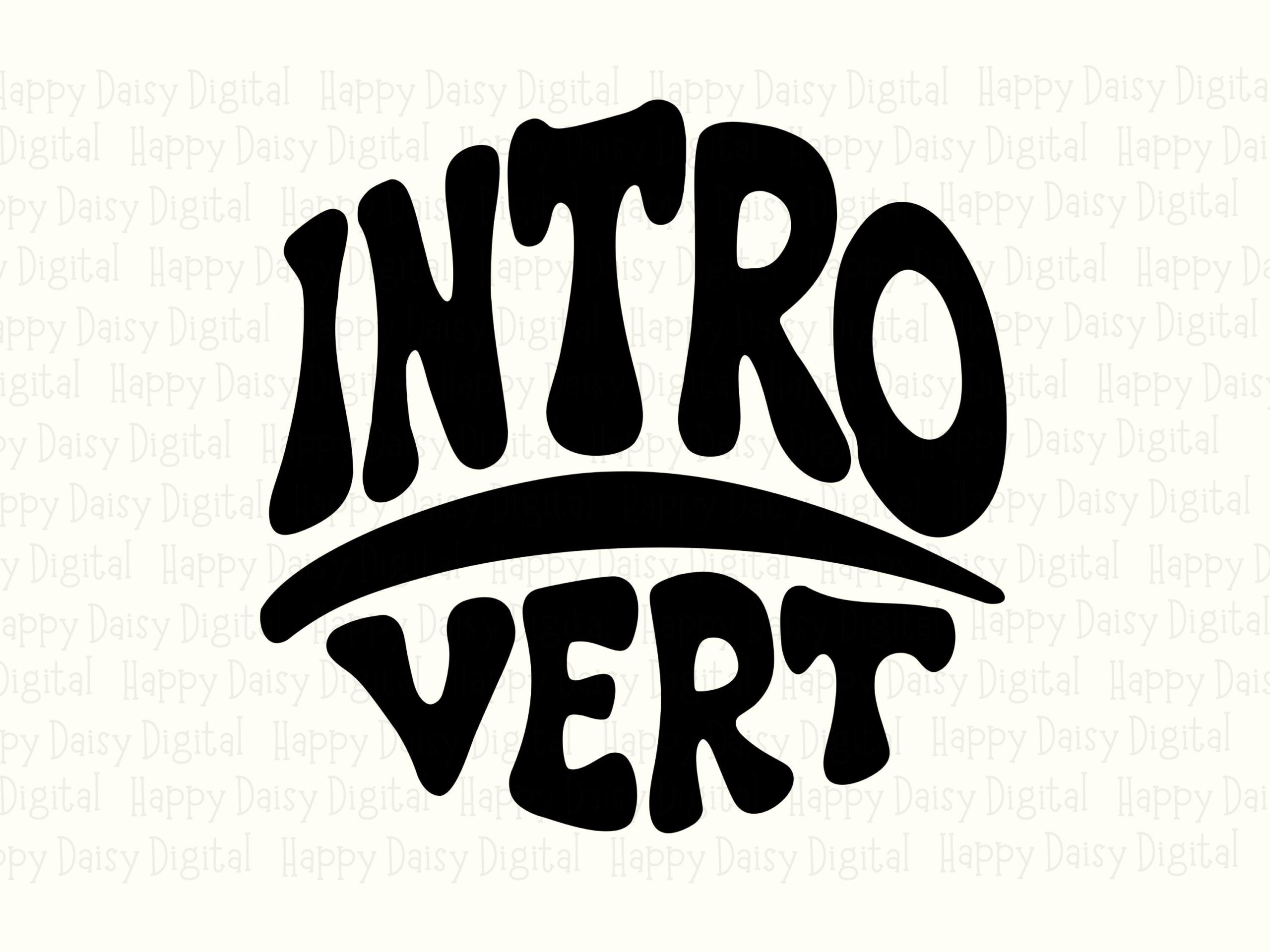 Introvert SVG, Groovy Retro Design | PNG Bundle, Black Wavy Arch Lettering, Cricut Silhouette Compatible - Image 2