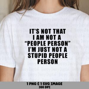 People Person Svg, Introvert Quote Bundle | PNG + Vector Files | Black Stacked Text, Commercial Use