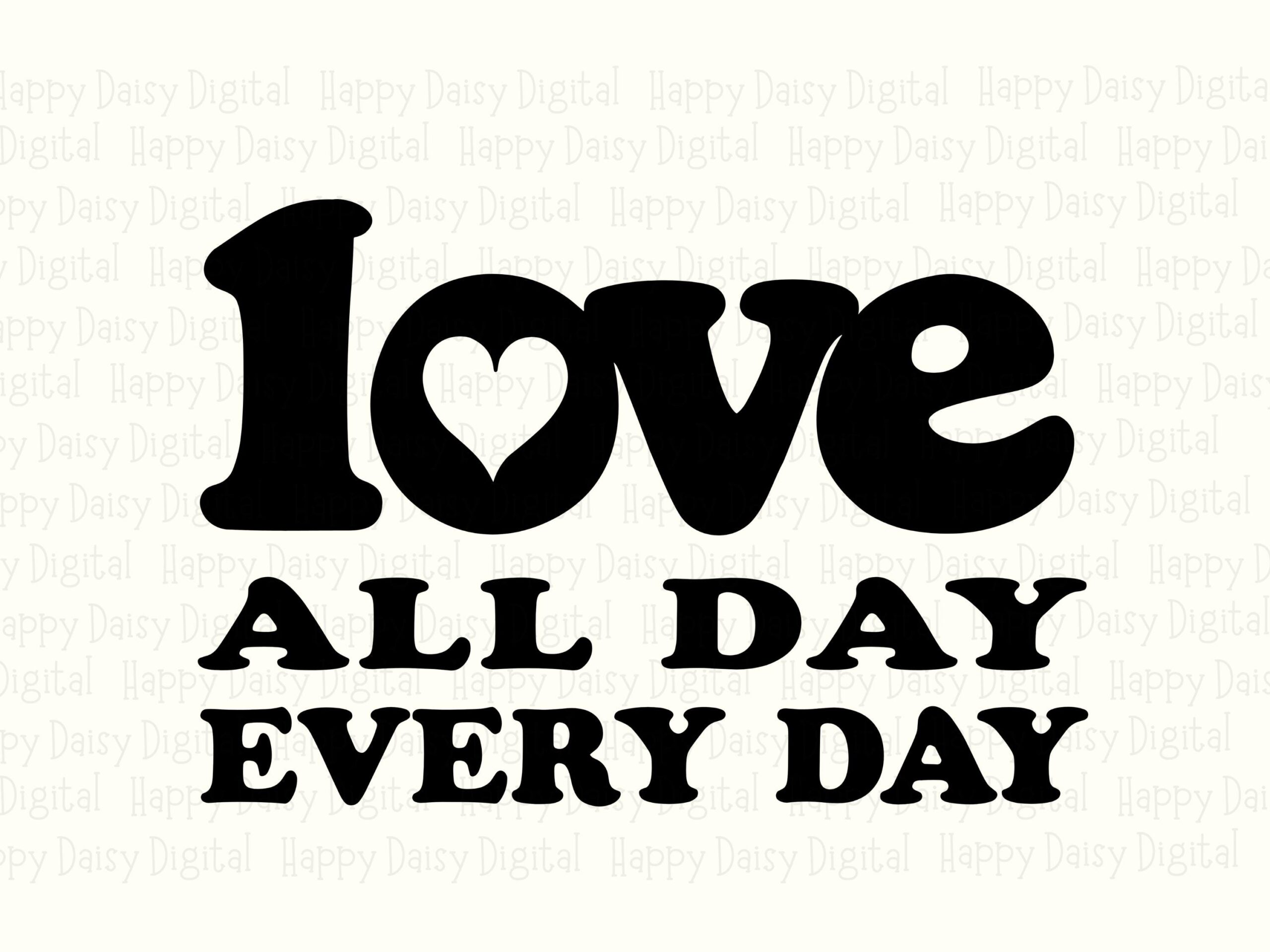 Love All Day, Retro Heart Typography Bundle | SVG, PNG 300 DPI - Sublimation, dtf, pod, Cricut, Silhouette, Canva - Image 2
