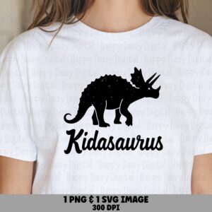 Kidasaurus SVG, Playful Triceratops Kids Design | PNG Included, Vector File | 300 DPI, Cricut Ready