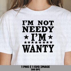 Im Wanty, Distressed Western Quote Design | SVG PNG Bundle, Star-Accented Lettering | 300 DPI Print-Ready