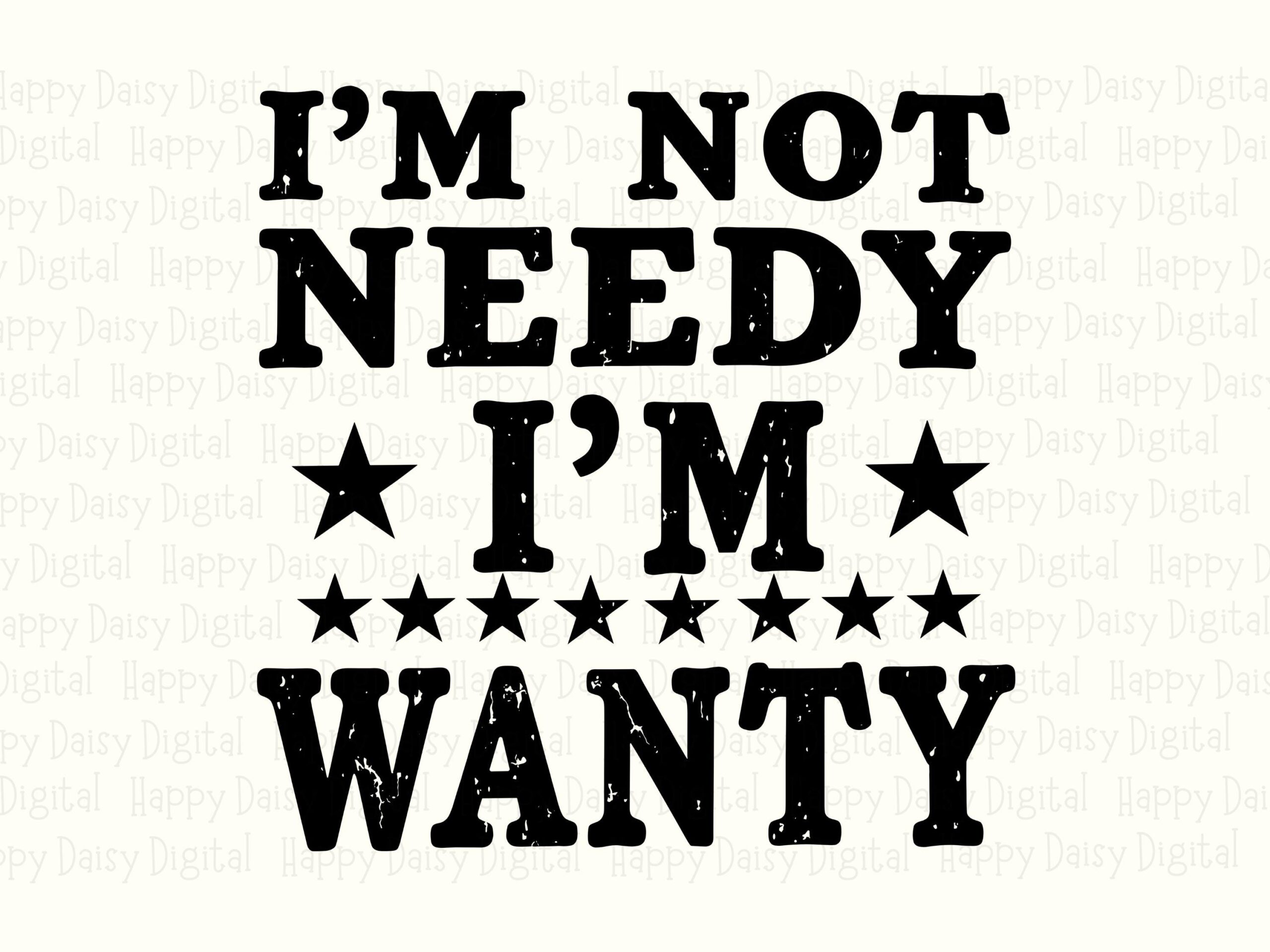 Im Wanty, Distressed Western Quote Design | SVG PNG Bundle, Star-Accented Lettering | 300 DPI Print-Ready - Image 2