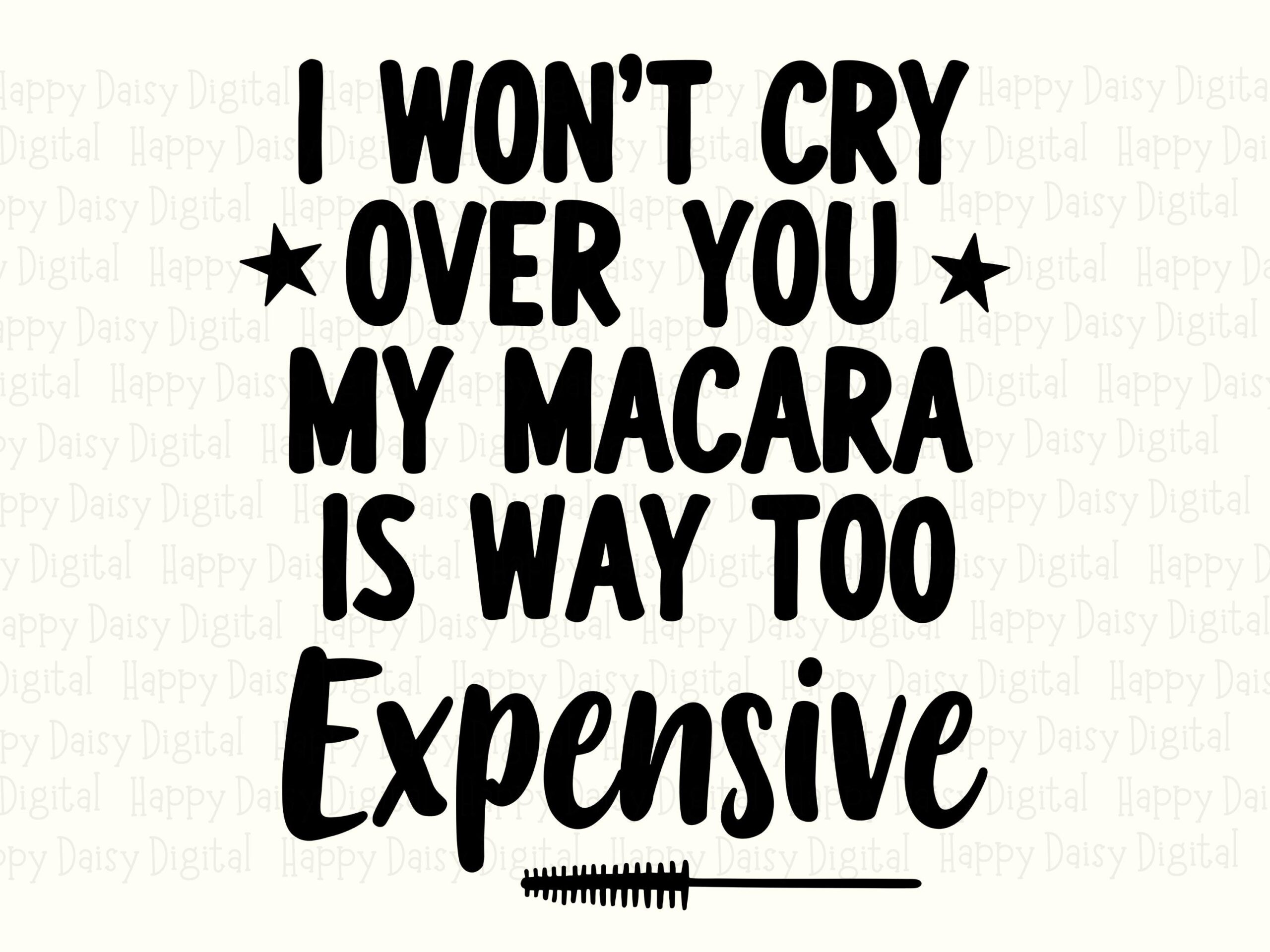 Wont Cry Over You, Sassy Makeup SVG PNG Bundle | Mascara Script Design, Black Bold Handlettering | 300 DPI - Image 2