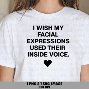 Inside Voice Svg, Sassy Funny Quote Design - Facial Expression Graphic, PNG Bundle, Commercial License