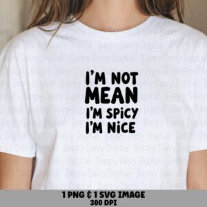Not Mean Spicy Nice, Sassy Quote SVG PNG Bundle | Digital Download | 300 DPI, Chili Pepper Icon