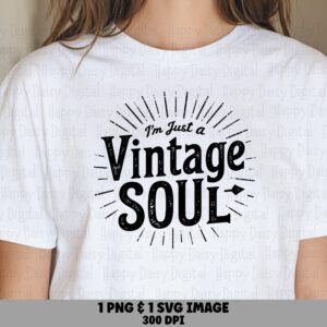 Vintage Soul Svg, Retro Sunburst Cut File | Distressed Phrase PNG, 300 DPI | Commercial License, Sublimation