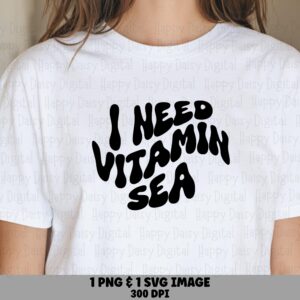 Vitamin Sea Svg, Groovy Retro Beach Design | PNG 300 DPI, Commercial License, Cricut Silhouette Ready