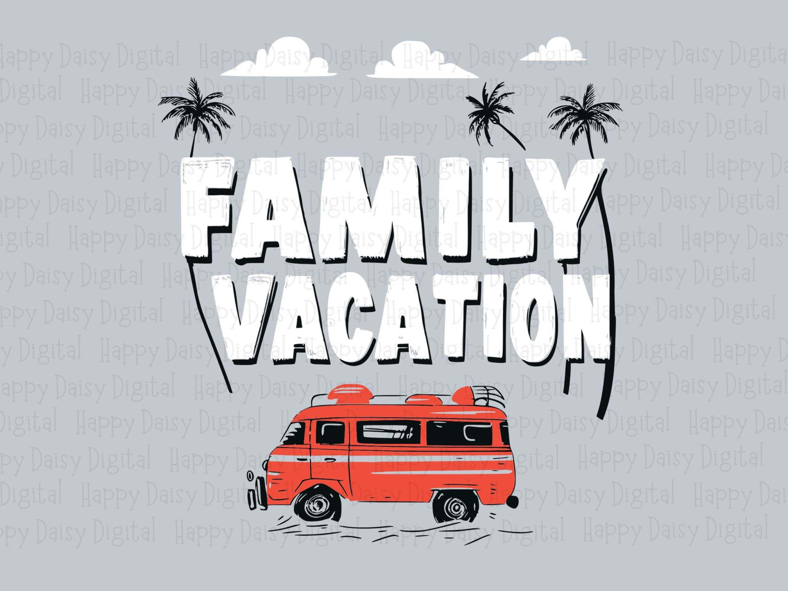 Family Vacation, Retro Distressed Camper Van PNG SVG | Sublimation Digital Files | 300 DPI, Print-Ready - Image 2