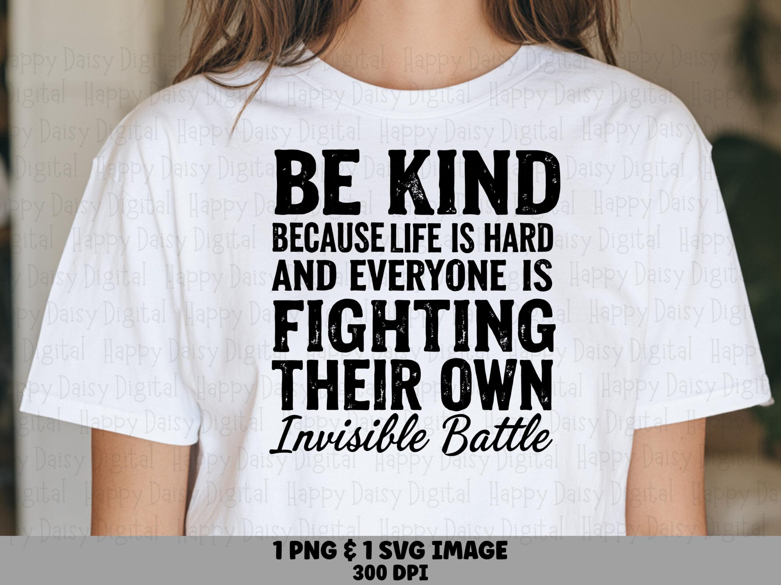 Be Kind SVG, Distressed Script Quote Design | PNG Bundle, Commercial Use | Sublimation, Cricut Compatible
