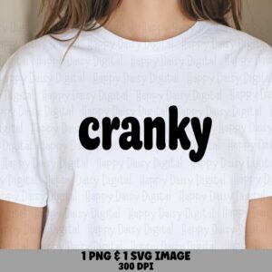 Cranky SVG, Retro Bubble Lettering Artwork | PNG Bundle, Vector File Included | 300 DPI, Commercial License