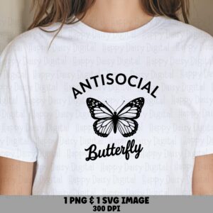 Antisocial Svg, Introvert Butterfly Clipart Bundle | Png, Commercial Use, 300Dpi, Cricut Ready, Tumblers Mugs