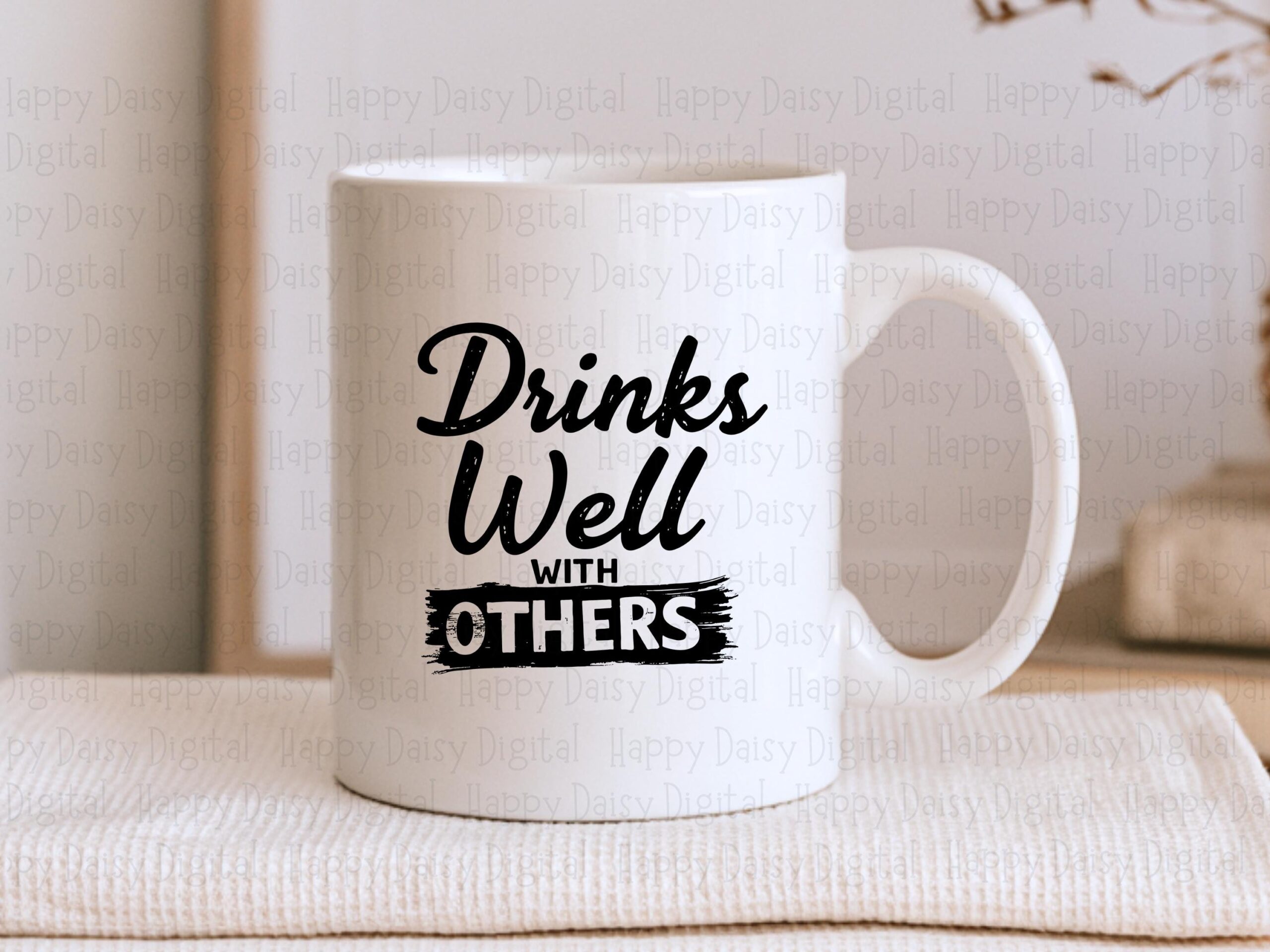 Drinks Well Svg Cut File, Brush Script Paint Stroke Quote, Tumblers, Mugs, Tote Bags - PNG Included, Commercial Use - Image 2