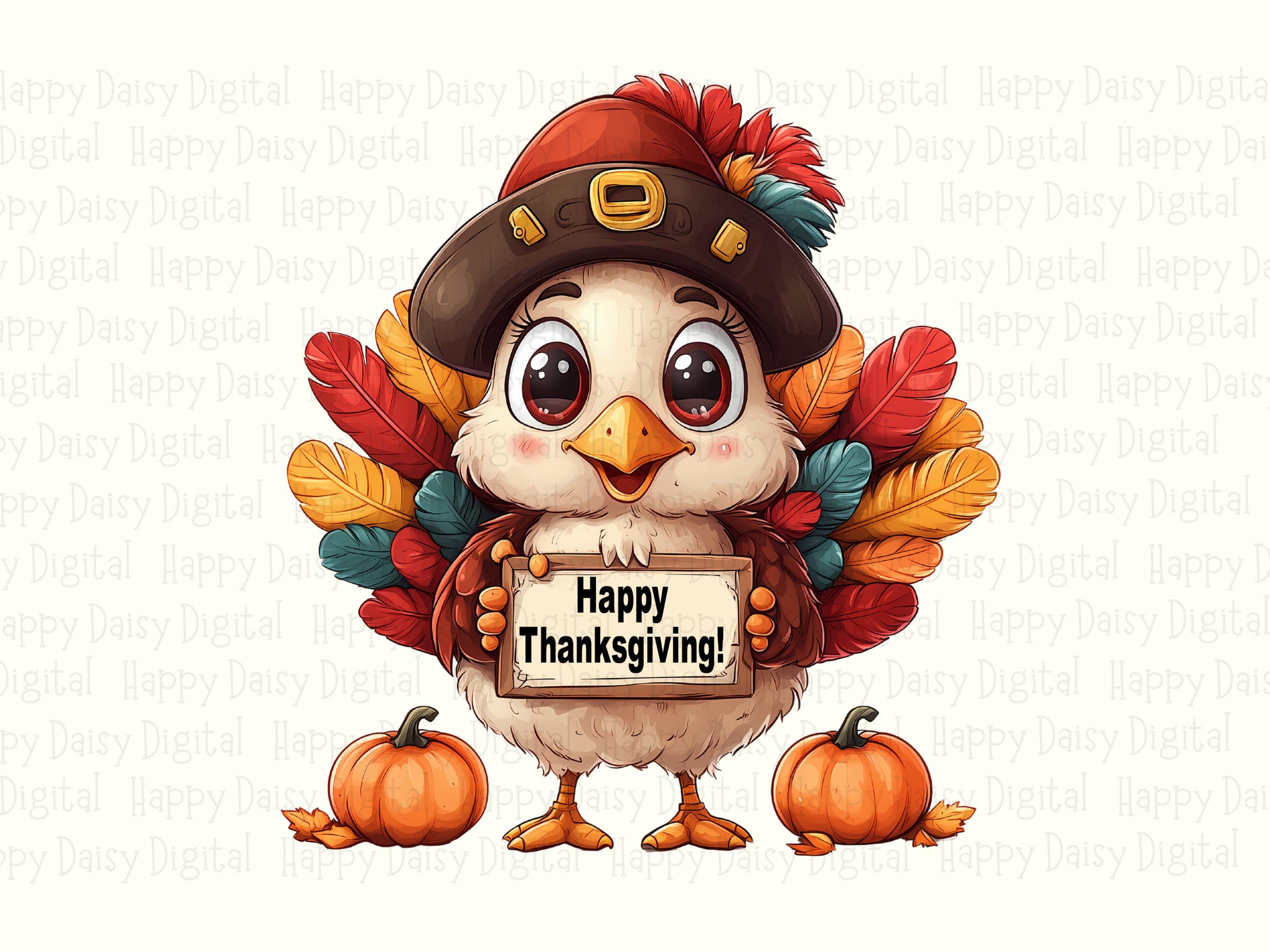 Happy Thanksgiving Pilgrim Turkey PNG | Sublimation Commercial Use POD - Image 2