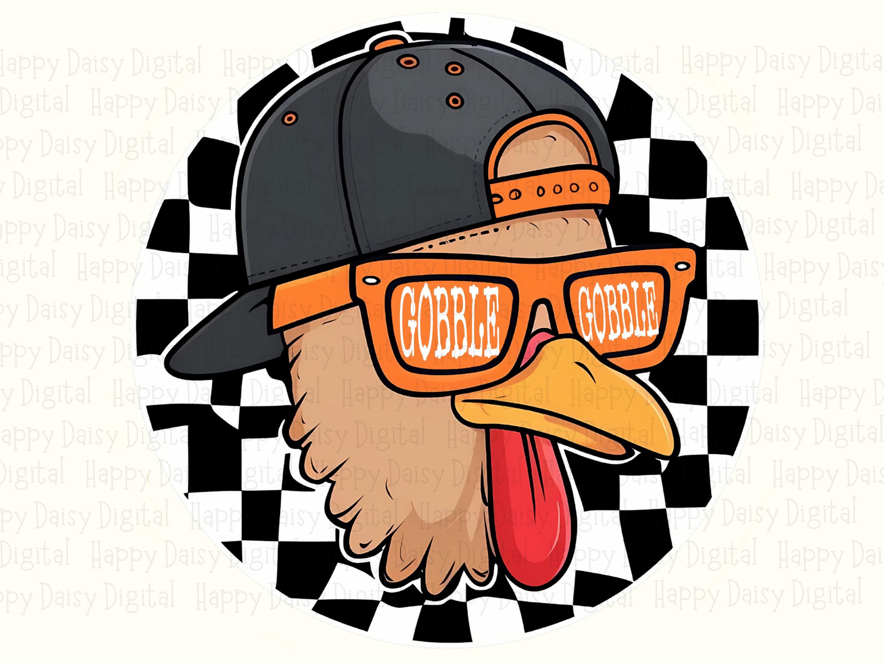 Gobble Gobble Cool Turkey Badge PNG | Sublimation Commercial Use POD - Image 2