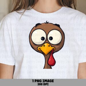 Funny Turkey Face Closeup PNG | Sublimation Commercial Use POD