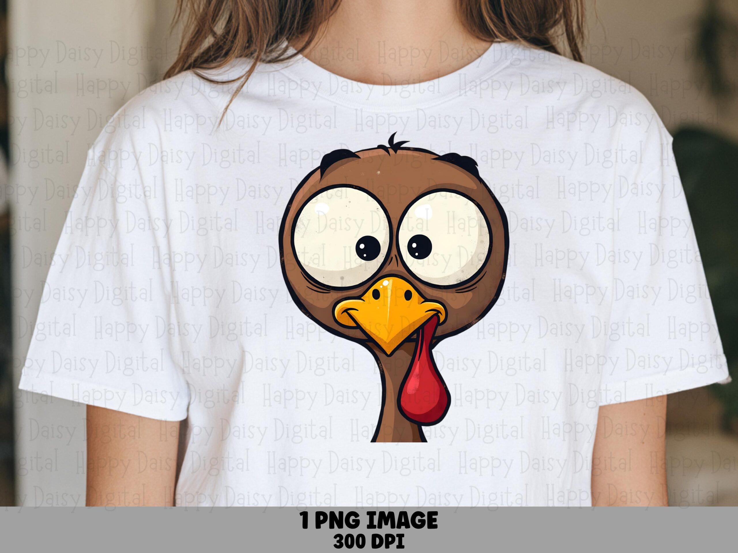 Funny Turkey Face Closeup PNG | Sublimation Commercial Use POD