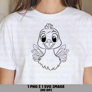 Turkey Line Art Face PNG SVG | Sublimation Commercial Use POD