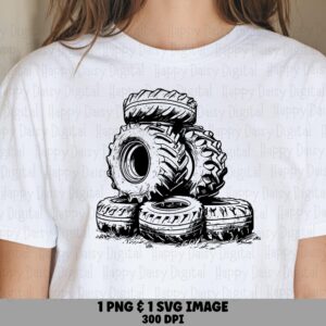 Tire Pile Design, Sketch Clipart PNG SVG | Farm Tractor Stack, 300 DPI, Commercial License