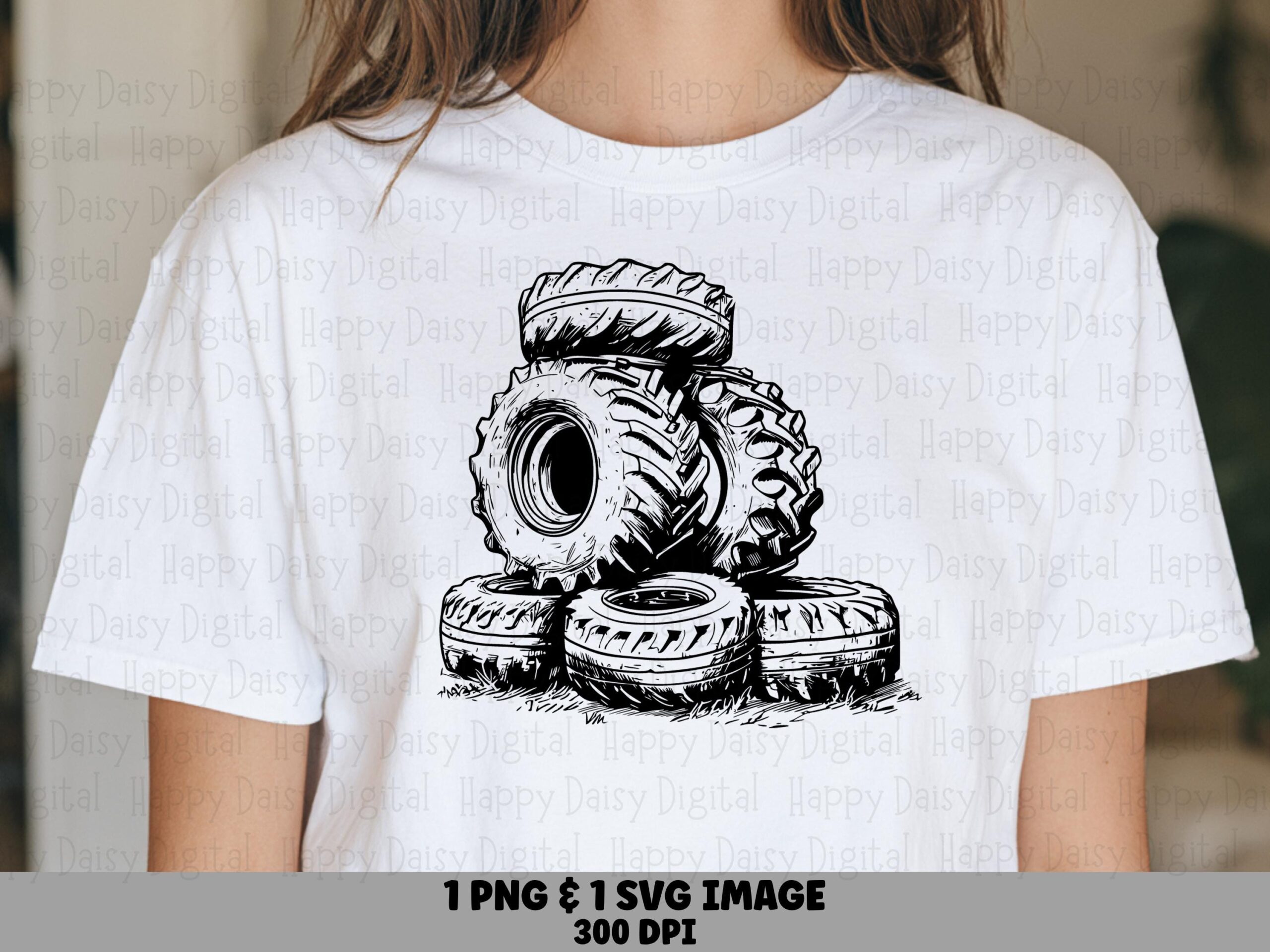 Tire Pile Design, Sketch Clipart PNG SVG | Farm Tractor Stack, 300 DPI, Commercial License
