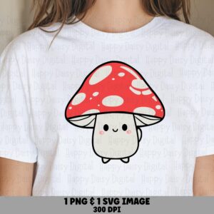 Cute Mushroom PNG, Kawaii Baby Design | SVG For Sublimation, Commercial License, Clipart 300 DPI