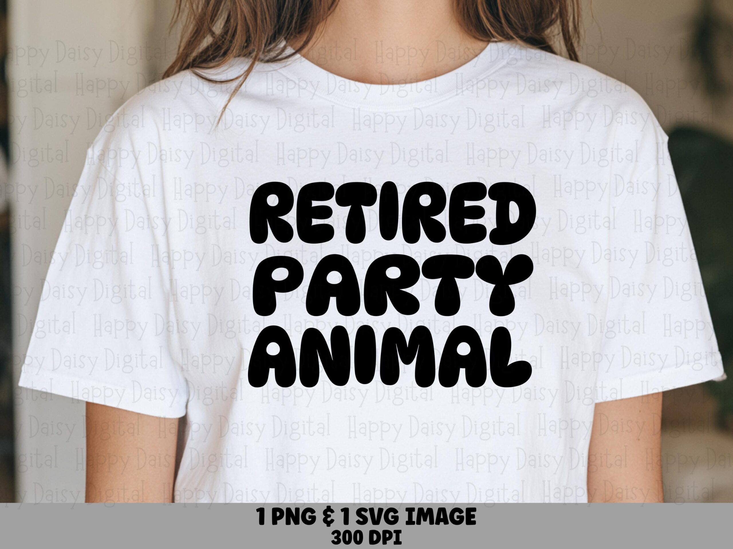 Retired Party Animal, Bubble Text SVG & PNG, Sublimation Design - Commercial License, Print-Ready 300 DPI