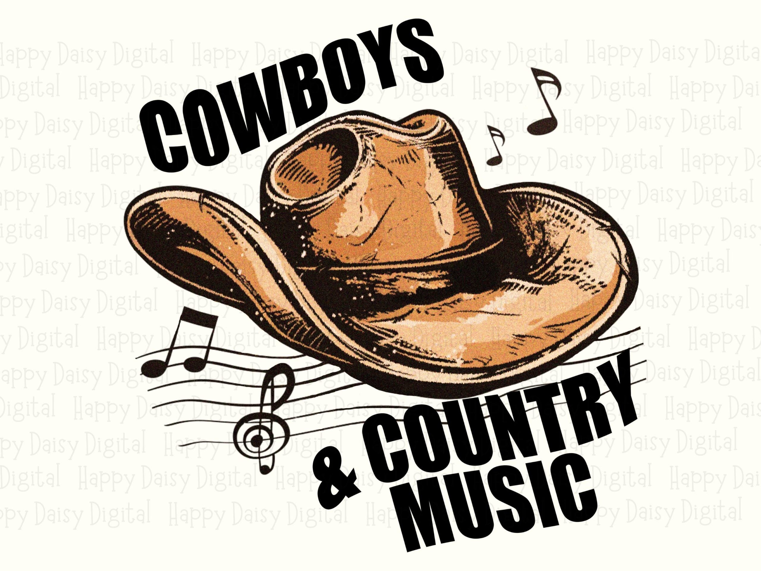 Cowboy Hat PNG, Country Music Sublimation Design | Commercial Use, 300 DPI, Treble Clef Art - Image 2