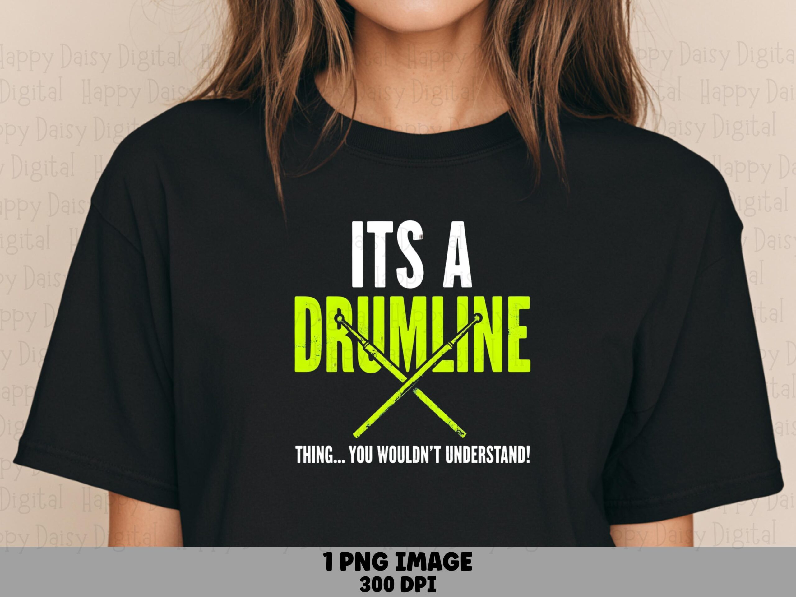 Drumline Png Design, Neon Crossed Drumsticks, Marching Band Quote | Commercial Use - 300 DPI, Transparent