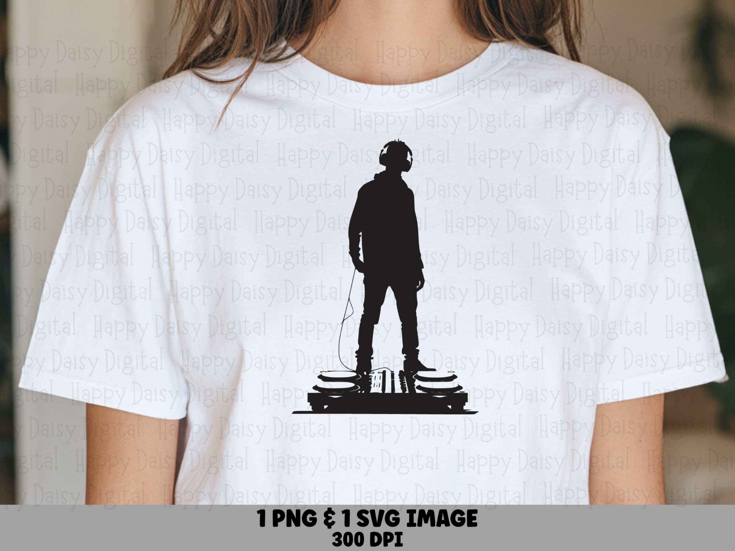 Dj Silhouette Png, Turntable Vibes Art, Headphones Figure | SVG Included, 300 DPI - Commercial Use License