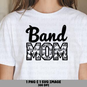 Band Mom Png, Sheet Music Script Design Svg | Sublimation, Commercial Use - Print-Ready 300 DPI