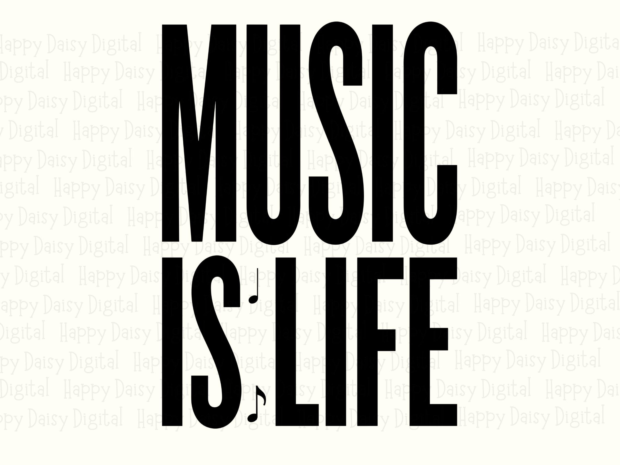 Music Is Life, Bold Stacked Text, PNG SVG | Sublimation Graphic | Commercial Use, POD Seller Asset - Image 2