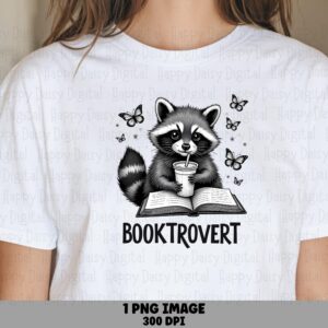 Booktrovert Raccoon PNG | Sublimation Commercial Use POD