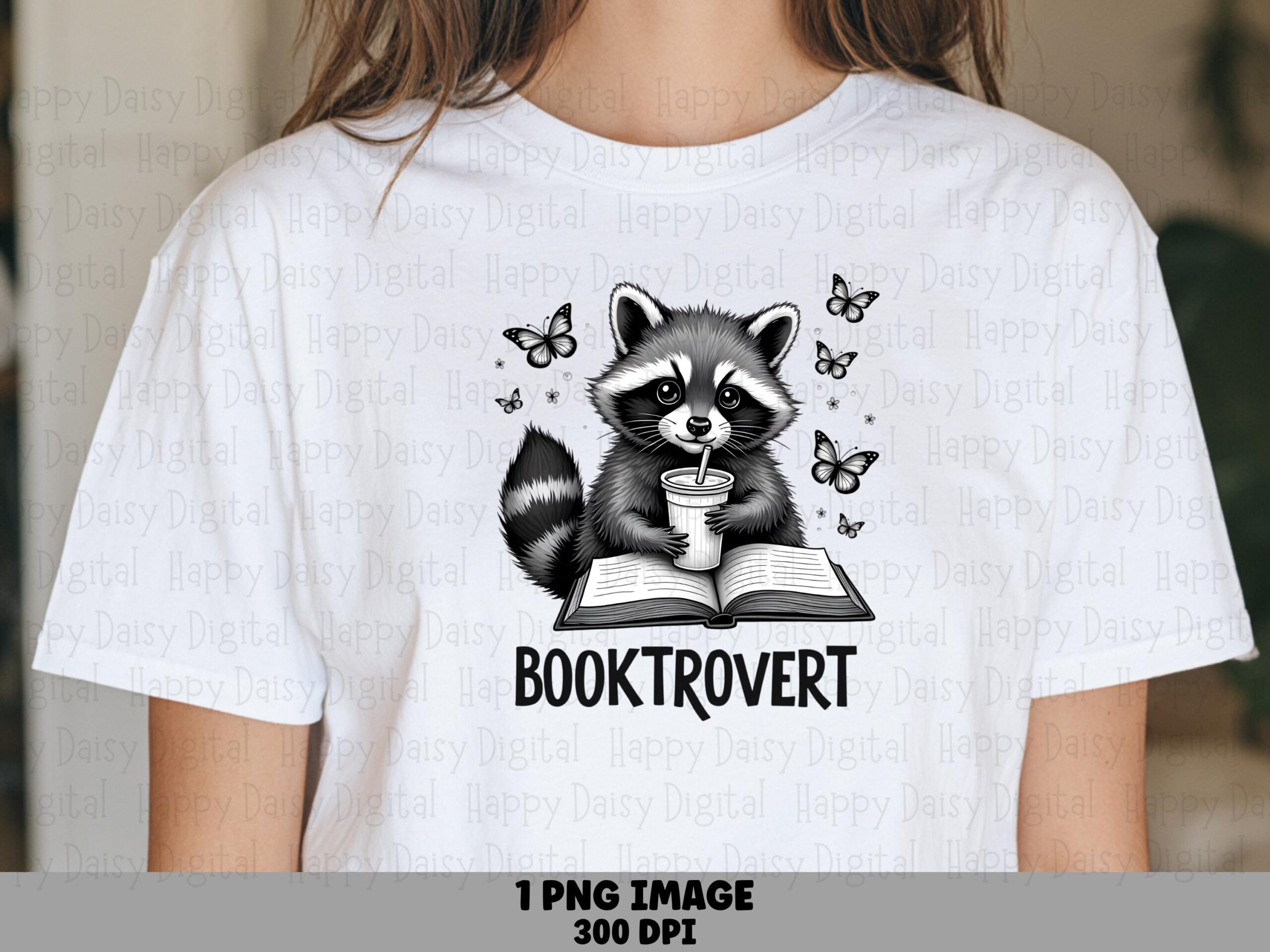 Booktrovert Raccoon PNG | Sublimation Commercial Use POD