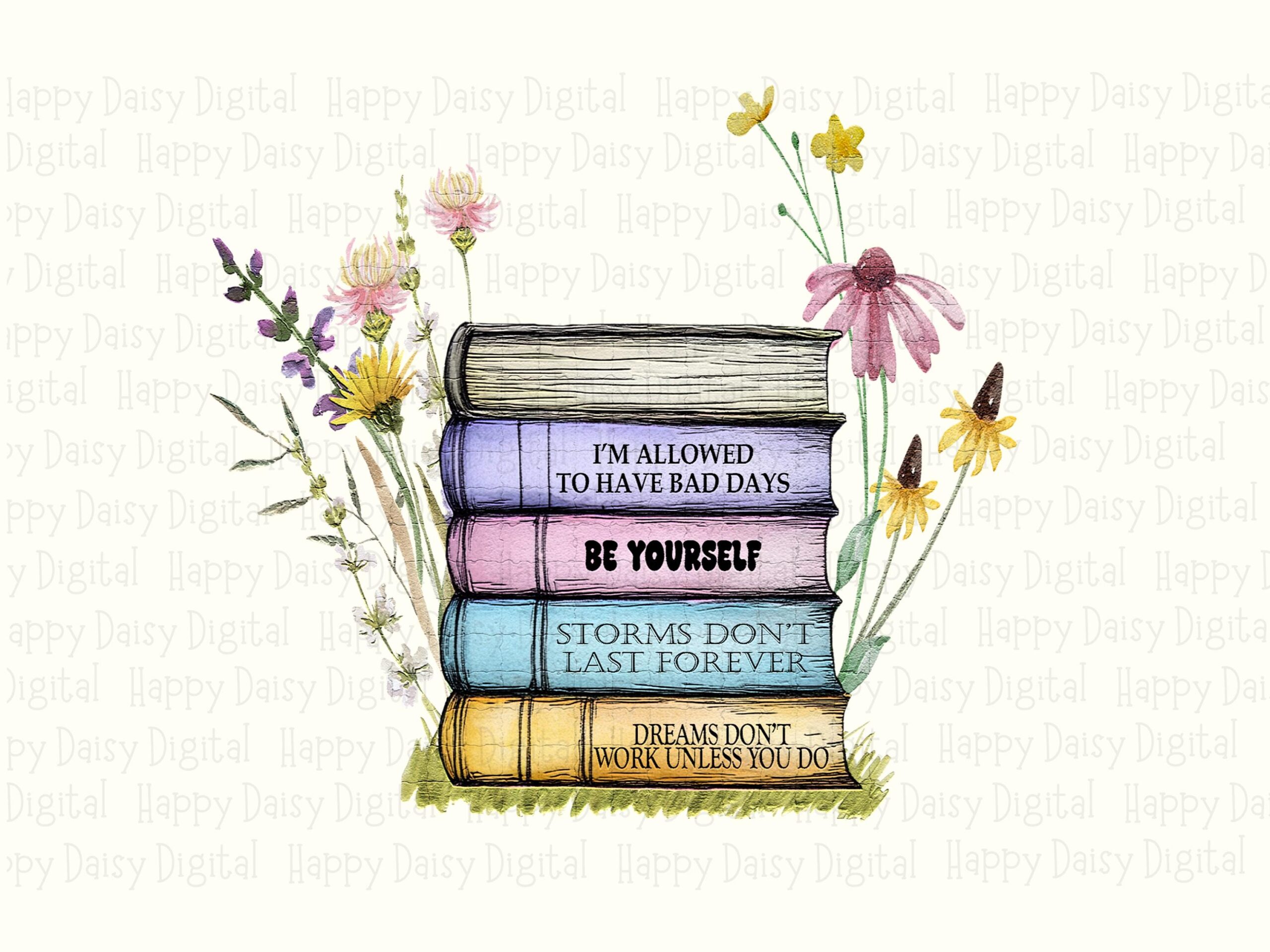 Motivational Book Stack PNG | Sublimation Commercial Use POD - Image 2