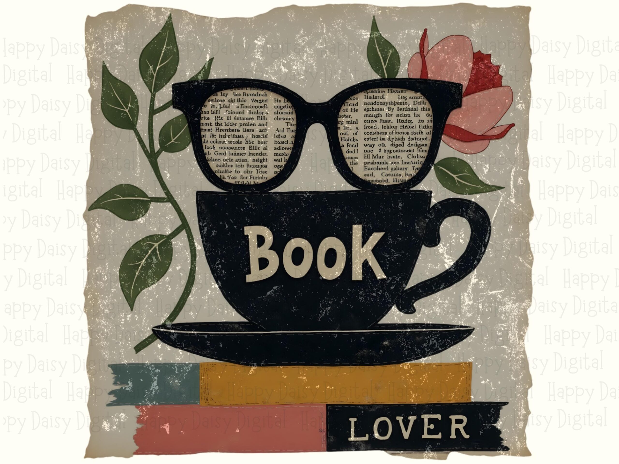 Vintage Book Lover PNG | Sublimation Commercial Use POD - Image 2
