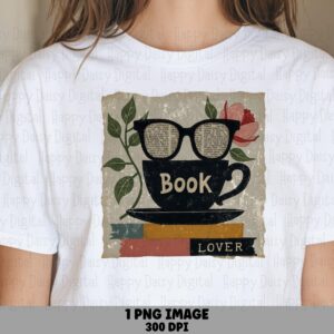 Vintage Book Lover PNG | Sublimation Commercial Use POD