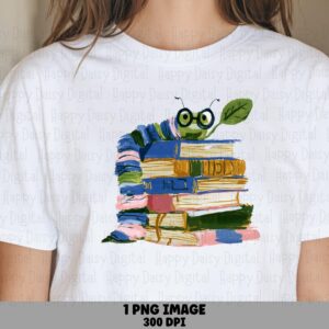 Bookworm Caterpillar PNG | Sublimation Commercial Use POD